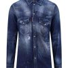 Uomo Dsquared2 | Camicia In Denim Con Effetto Sbiancato