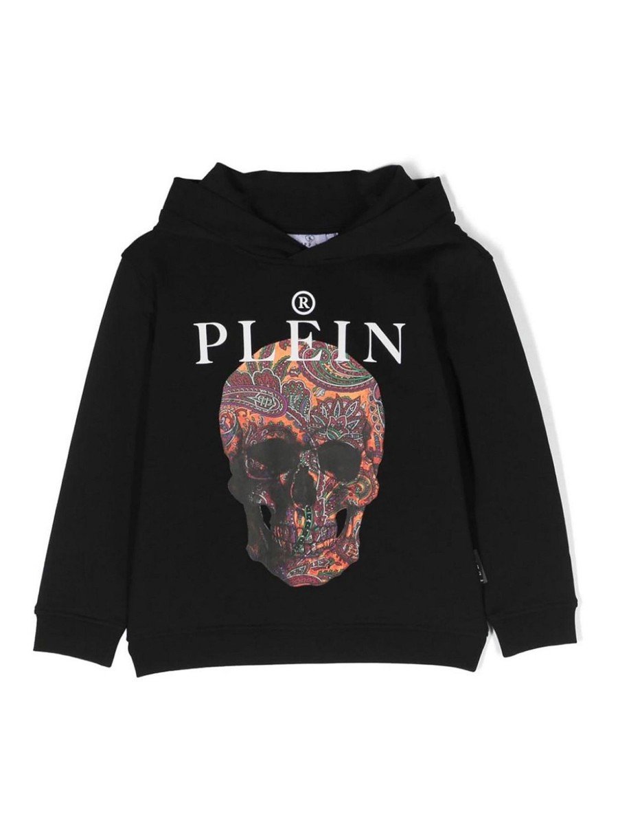 Bambino Philipp Plein | Felpa Con Cappuccio In Cotone Con Teschio