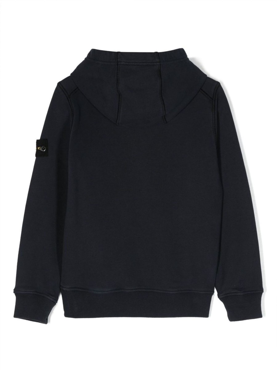 Bambino Stone Island | Felpa Con Cappuccio Blu Navy