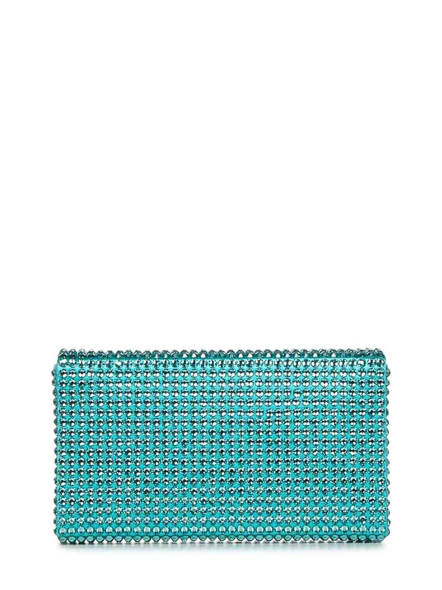 Danna Amina Muaddi | Clutch In Raso E Cristalli Color Caraibico