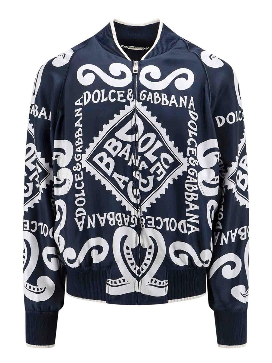 Uomo Dolce & Gabbana | Bomber In Seta Con Stampa Marina