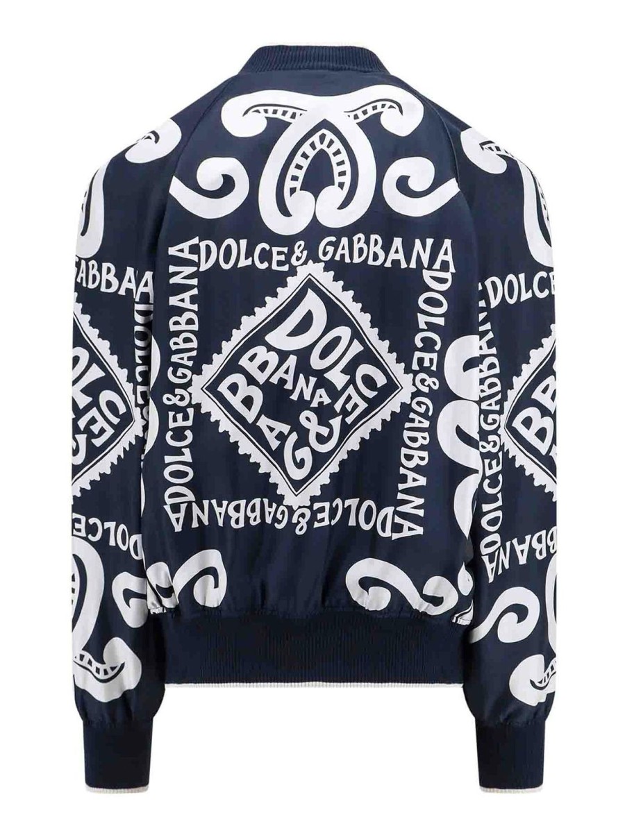 Uomo Dolce & Gabbana | Bomber In Seta Con Stampa Marina