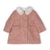 Bambino Bonpoint | Cappotto Di Colore Rosa In Pura Lana Vergine