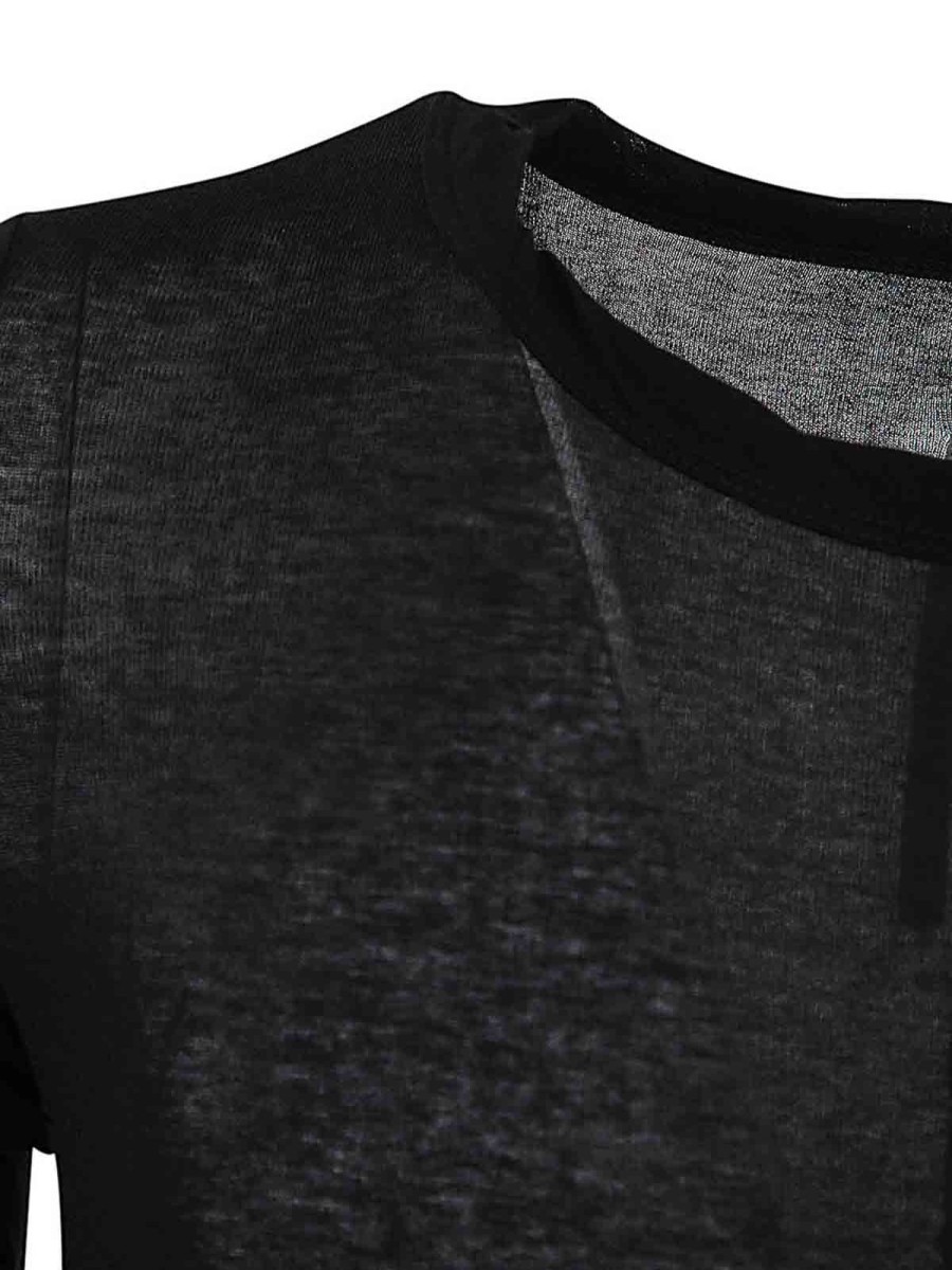 Uomo Rick Owens | T-Shirt A Maniche Lunghe A Costine