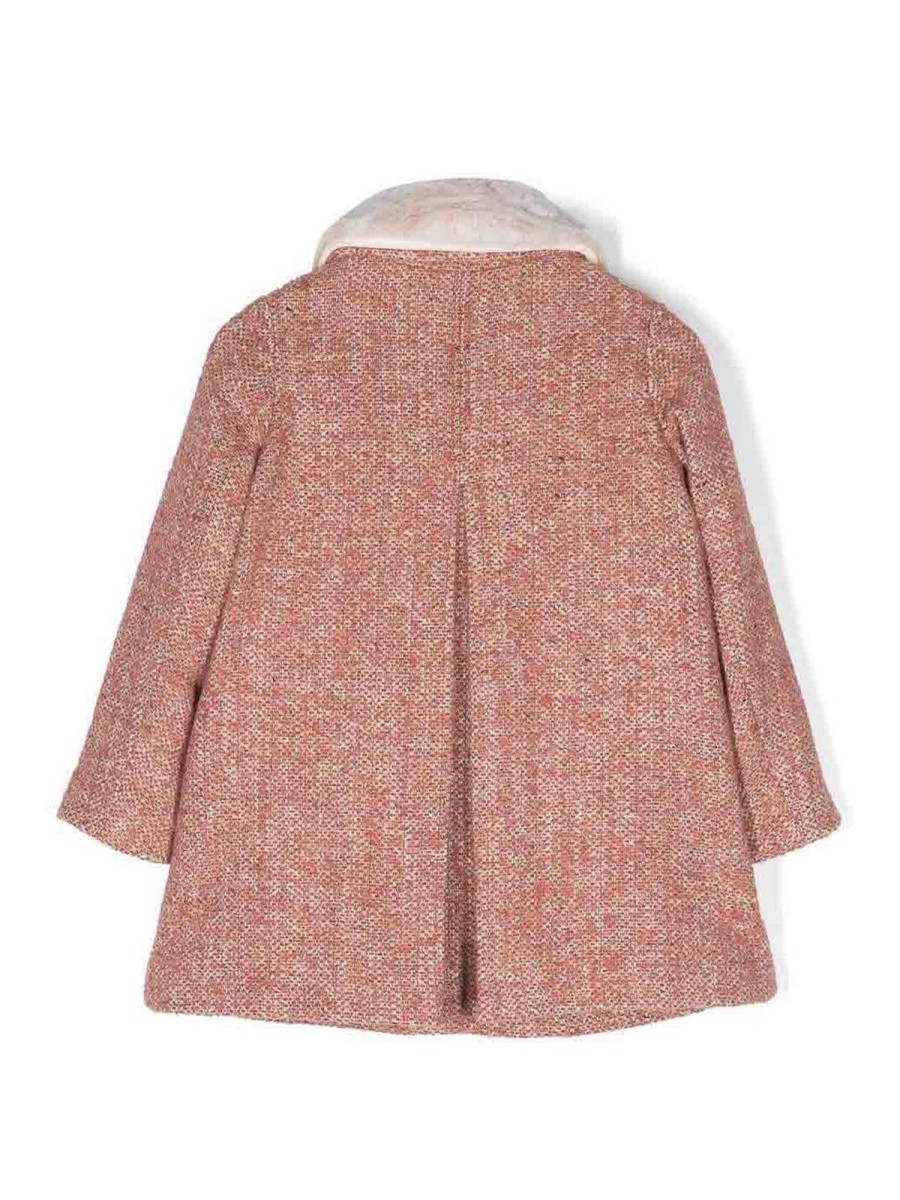 Bambino Bonpoint | Cappotto Di Colore Rosa In Lana