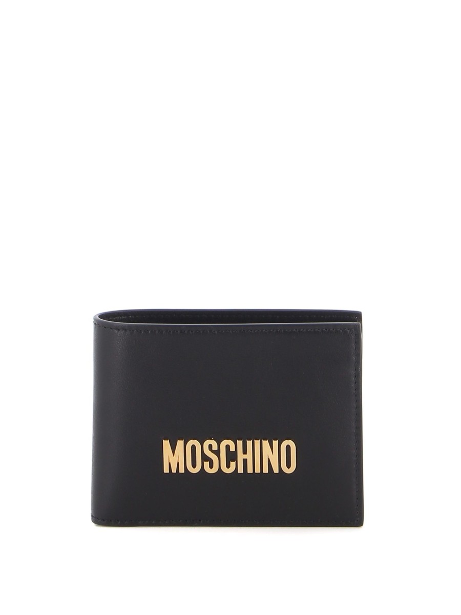 Uomo Moschino | Portafoglio Con Logo In Metallo