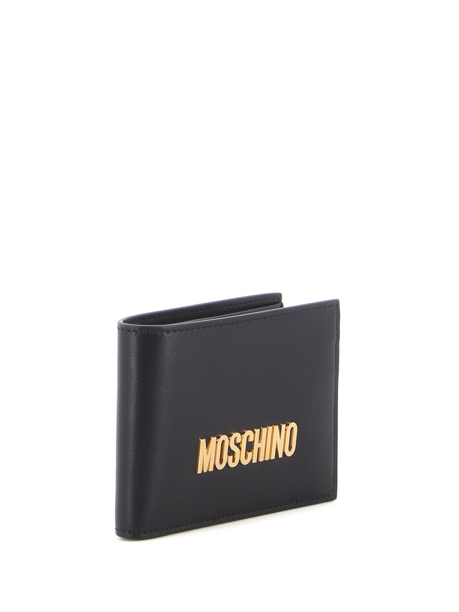 Uomo Moschino | Portafoglio Con Logo In Metallo