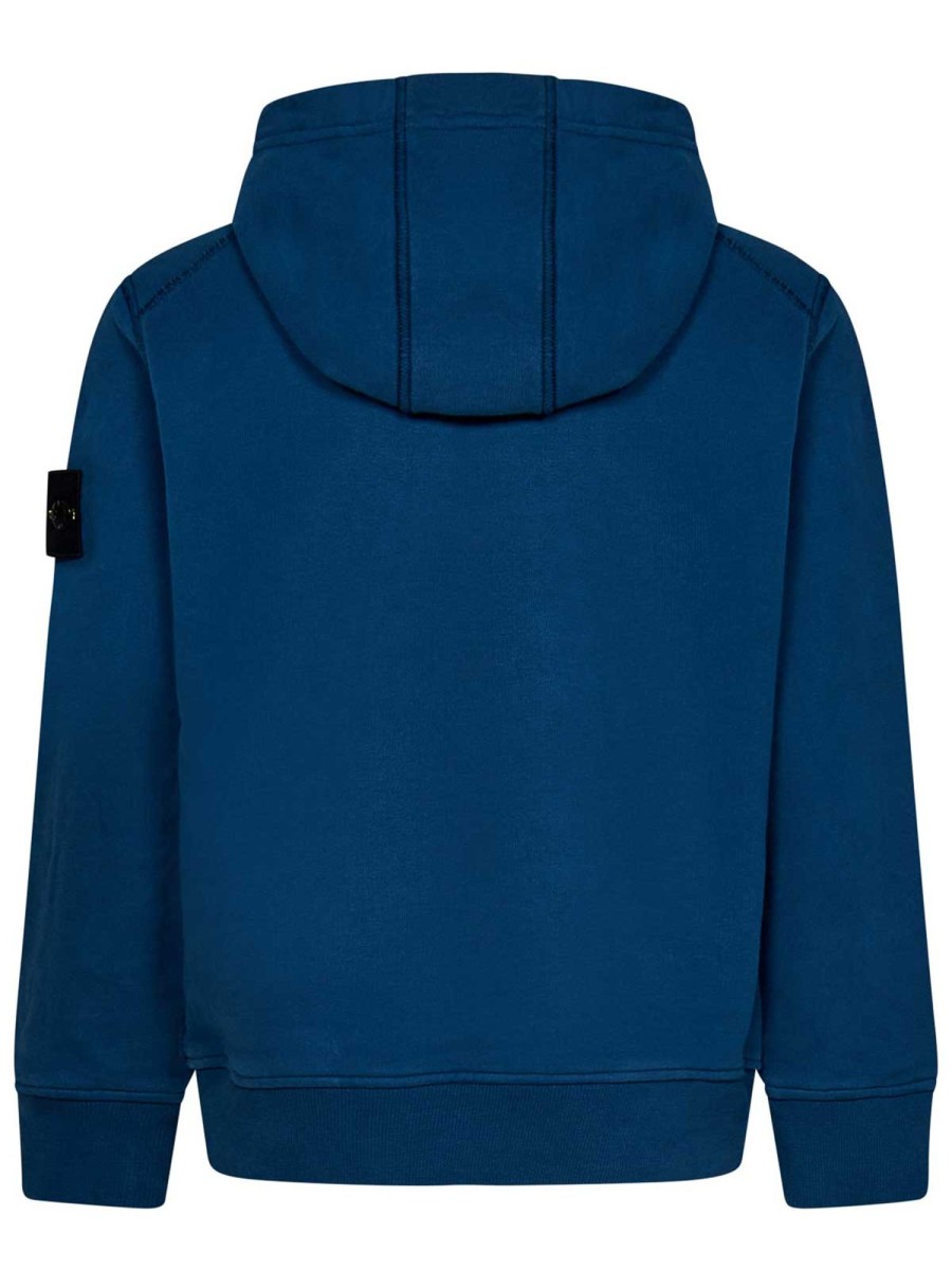 Bambino Stone Island | Felpa Con Cappuccio Per Bambino In Cotone Blu