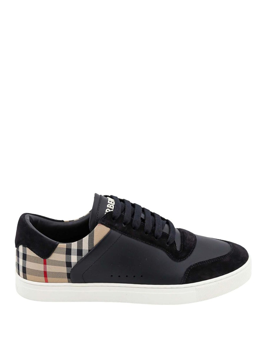 Uomo Burberry | Sneaker In Pelle E Camoscio