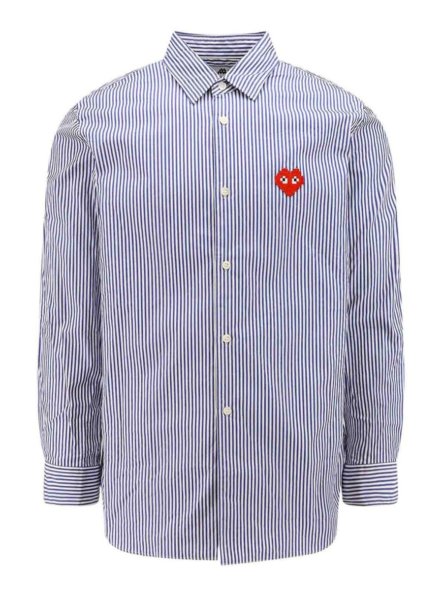 Uomo Comme des Gar莽ons Play | Camicia In Cotone Con Motivo Rigato