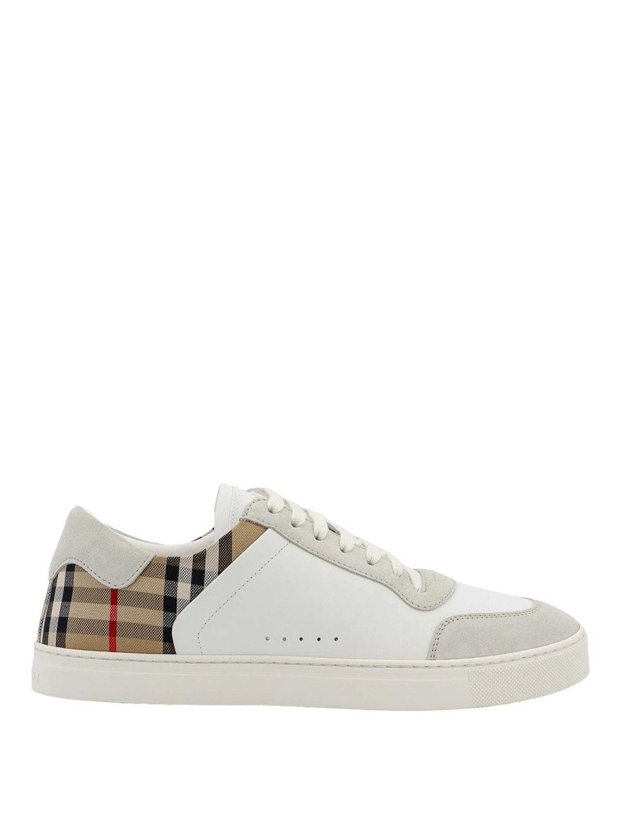 Uomo Burberry | Sneaker In Pelle E Camoscio