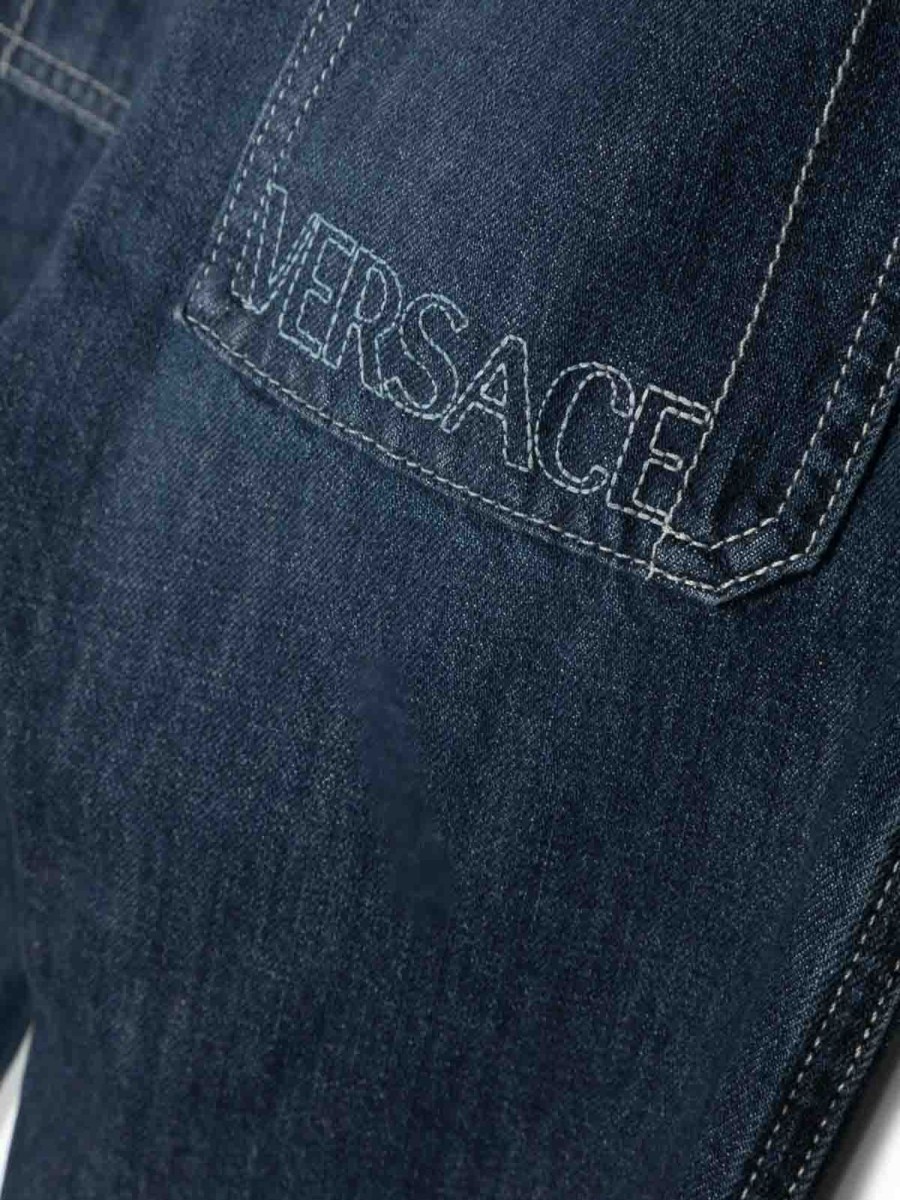 Bambino Versace | Jeans A Gamba Dritta Con Logo