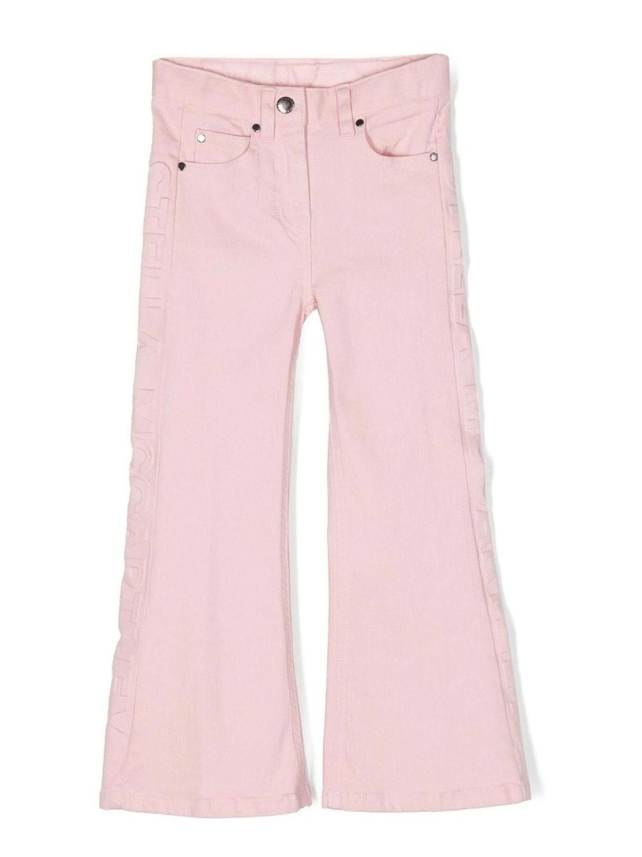 Bambino Stella McCartney Kids | Jeans A Zampa Tinta Unita Con Logo Applicato