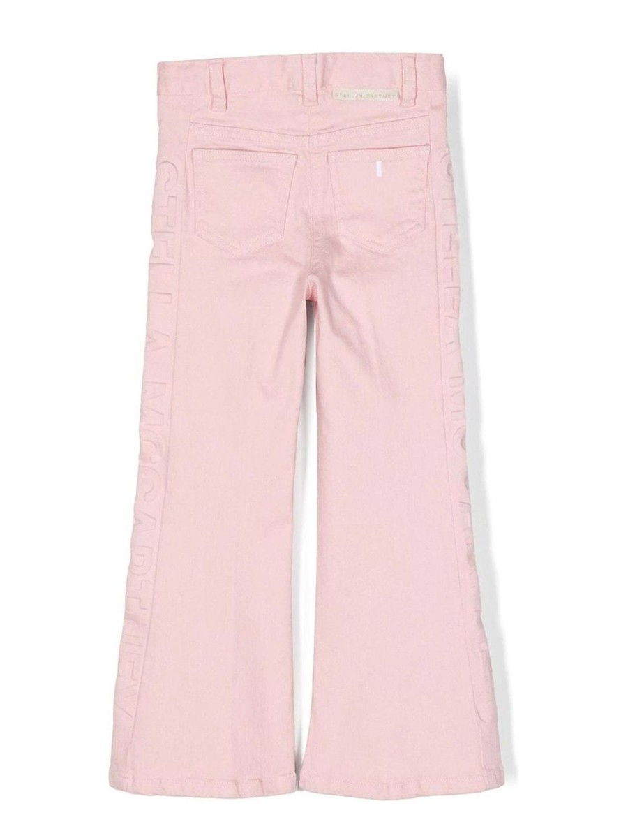 Bambino Stella McCartney Kids | Jeans A Zampa Tinta Unita Con Logo Applicato