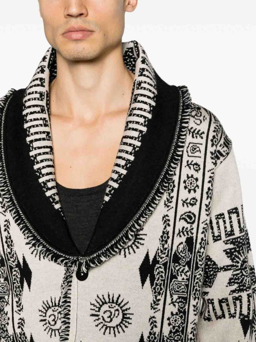 Uomo Alanui | Cardigan In Jacquard Ibrido A Blocchi Di Lana