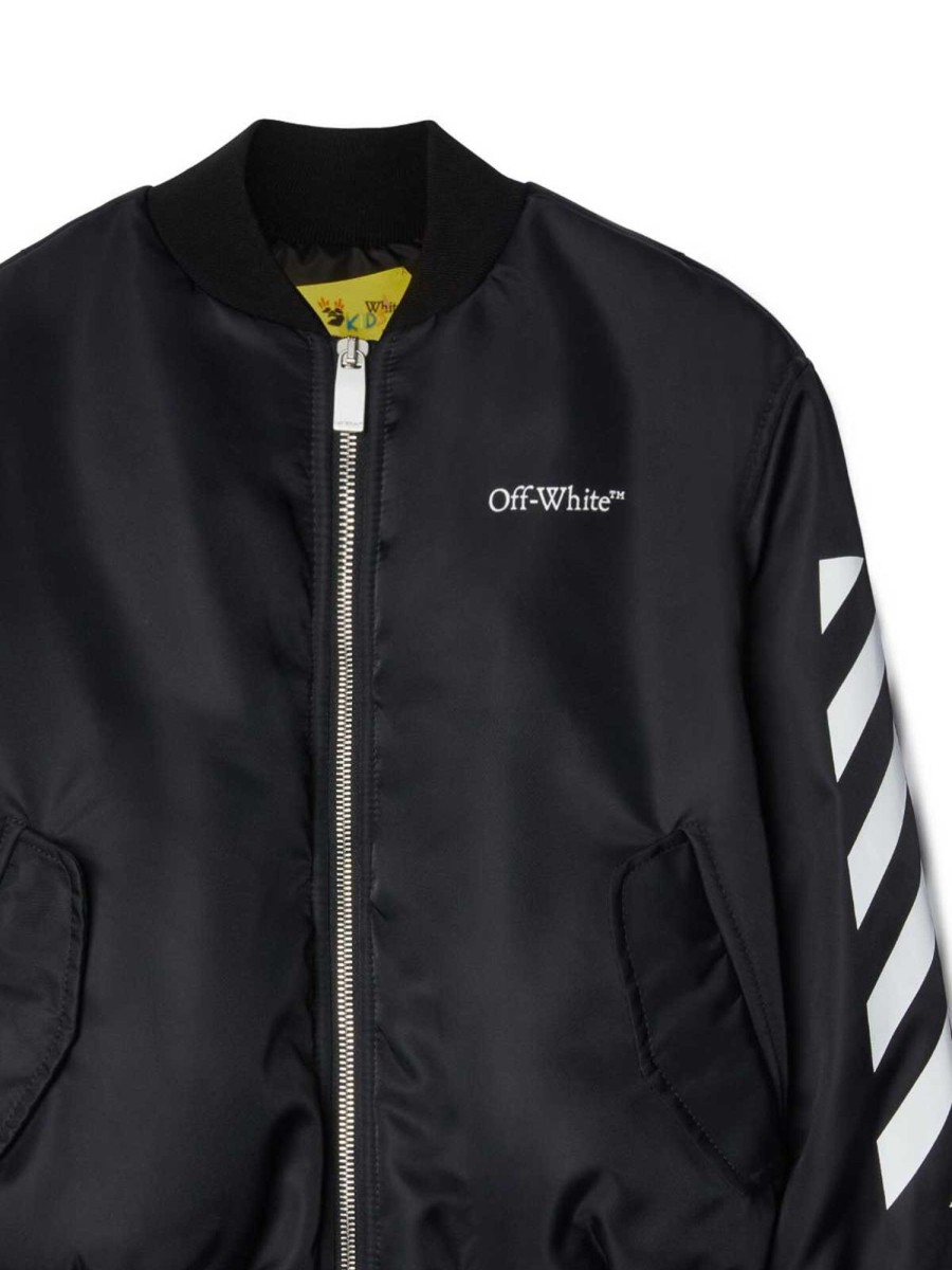 Bambino Off-White | Bomber In Nylon Diag Da Libro