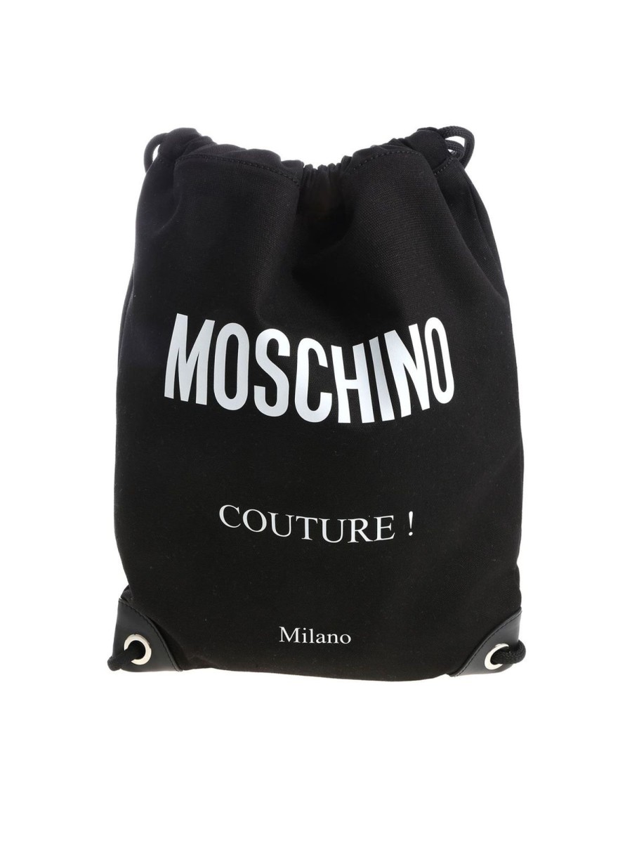 Uomo Moschino | Sacca Nera Logata In Tessuto