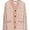 Bambino Fendi Jr | Cardigan In Ciniglia Color Crema E Rosa