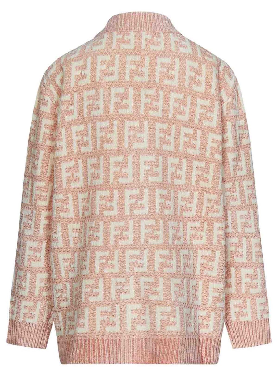 Bambino Fendi Jr | Cardigan In Ciniglia Color Crema E Rosa