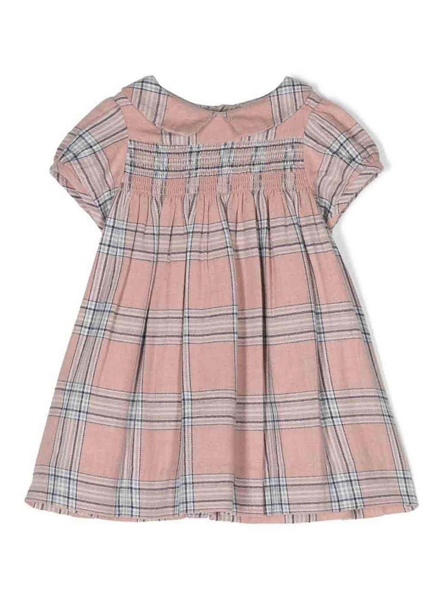 Bambino Bonpoint | Abito A Quadri In Cotone Rosa