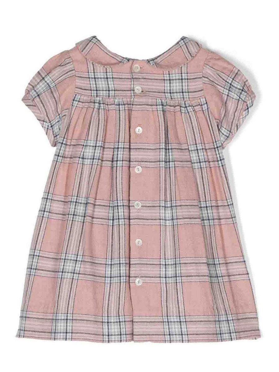 Bambino Bonpoint | Abito A Quadri In Cotone Rosa