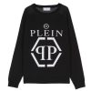 Bambino Philipp Plein | Maglione Lavorato A Maglia Nero Philipp Plein