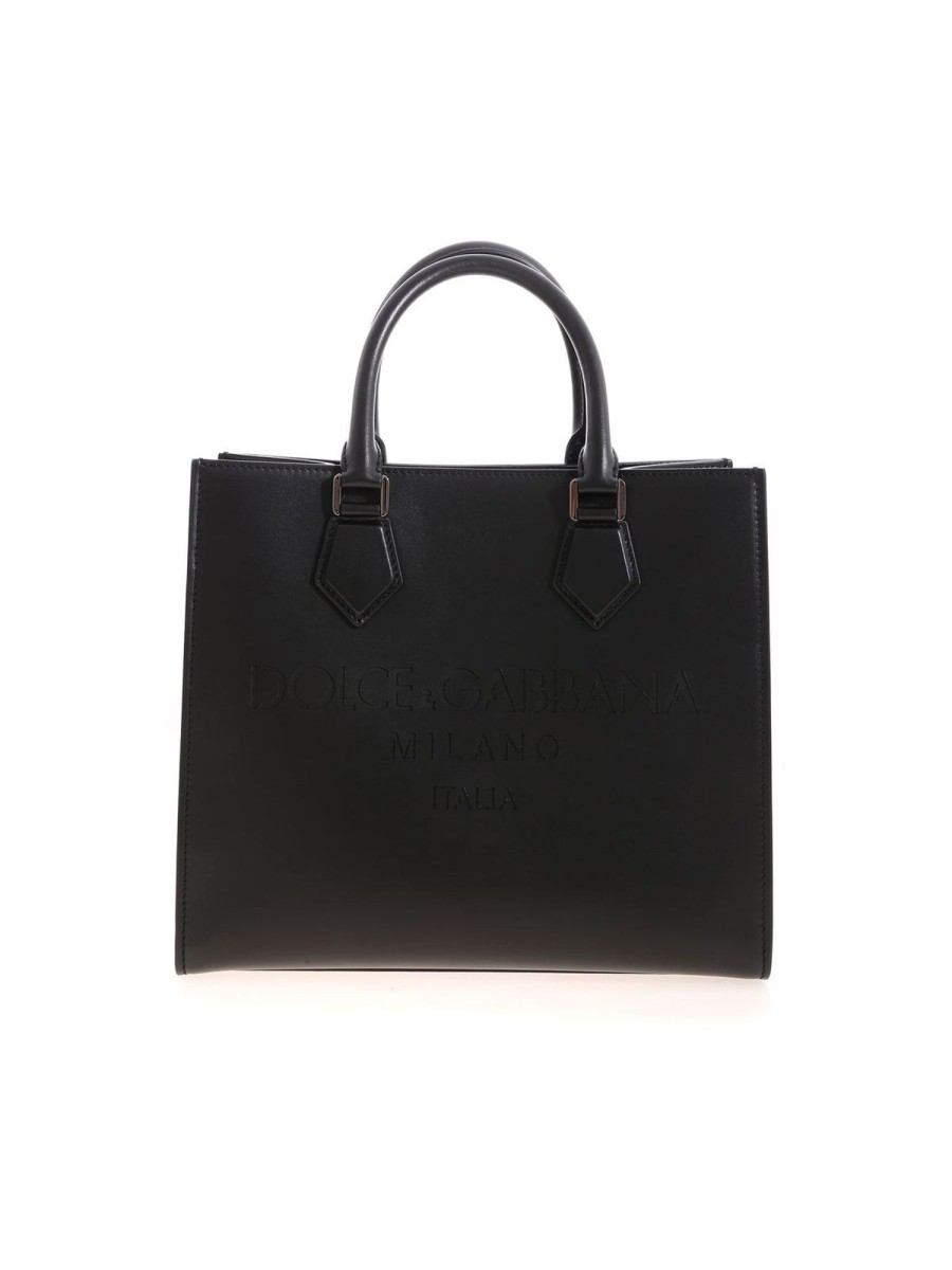 Uomo Dolce & Gabbana | Borsa Shopping Edge Nera Con Logo