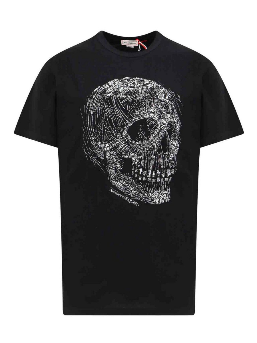 Uomo Alexander Mcqueen | T-Shirt In Cotone Con Stampa Teschio