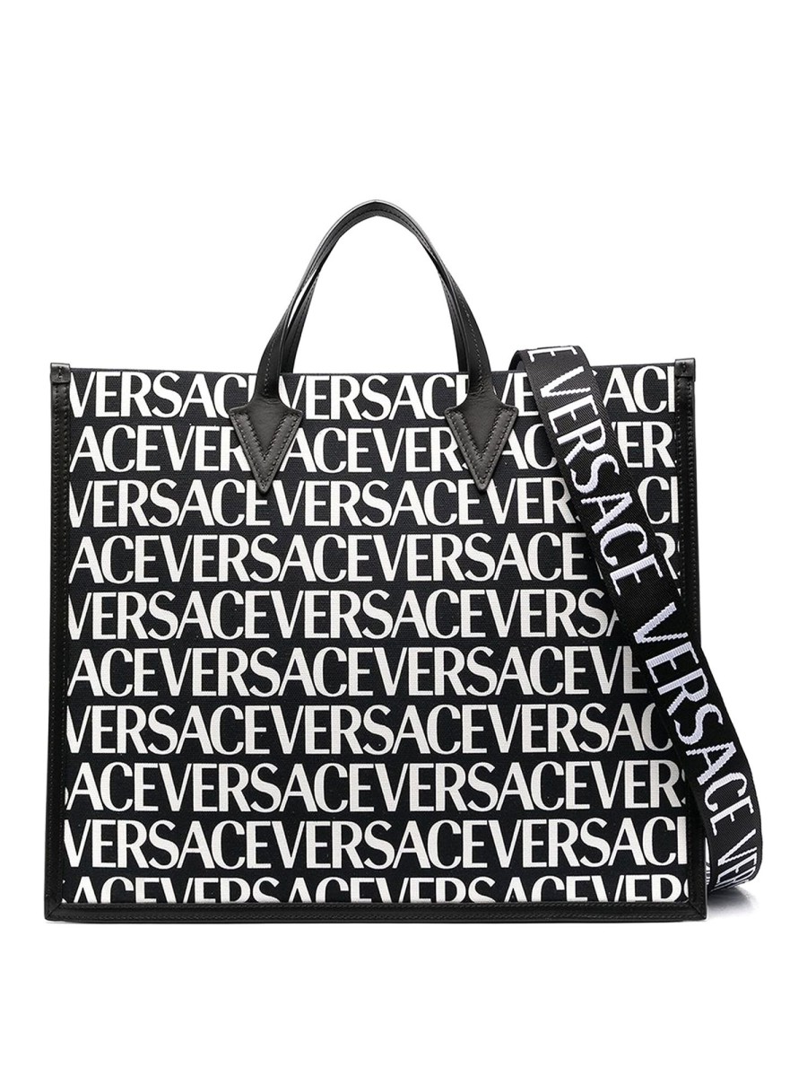 Uomo Versace | Borsa Tote Con Stampa Logo