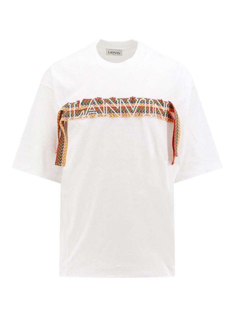 Uomo Lanvin | T-Shirt In Cotone Con Logo Ricamato