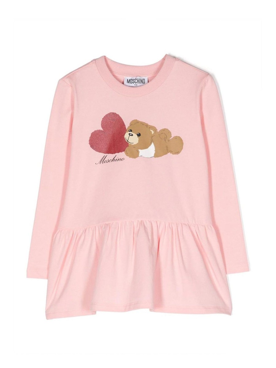 Bambino Moschino | Blusa In Cotone Rosa Con Orsetto