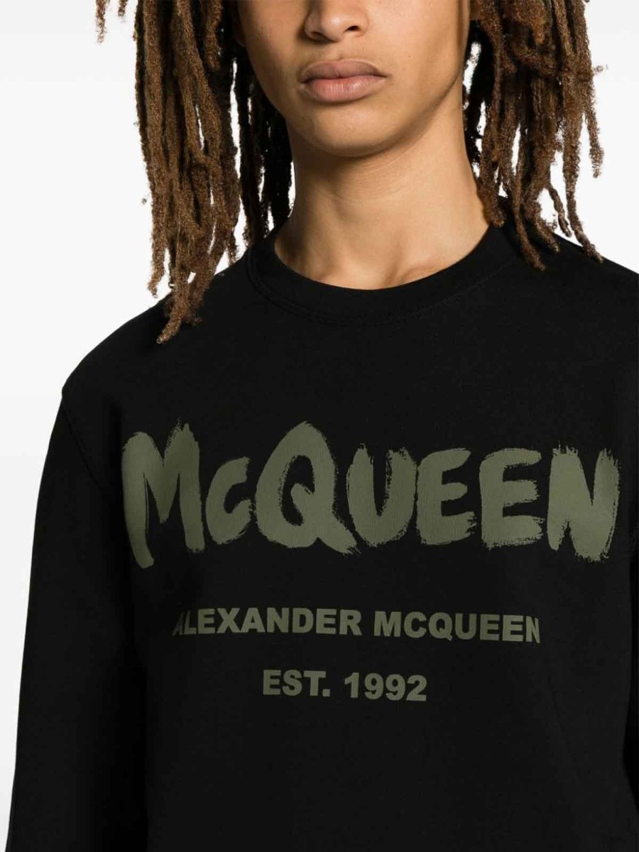 Uomo Alexander Mcqueen | Felpa Graffiti In Cotone Organico