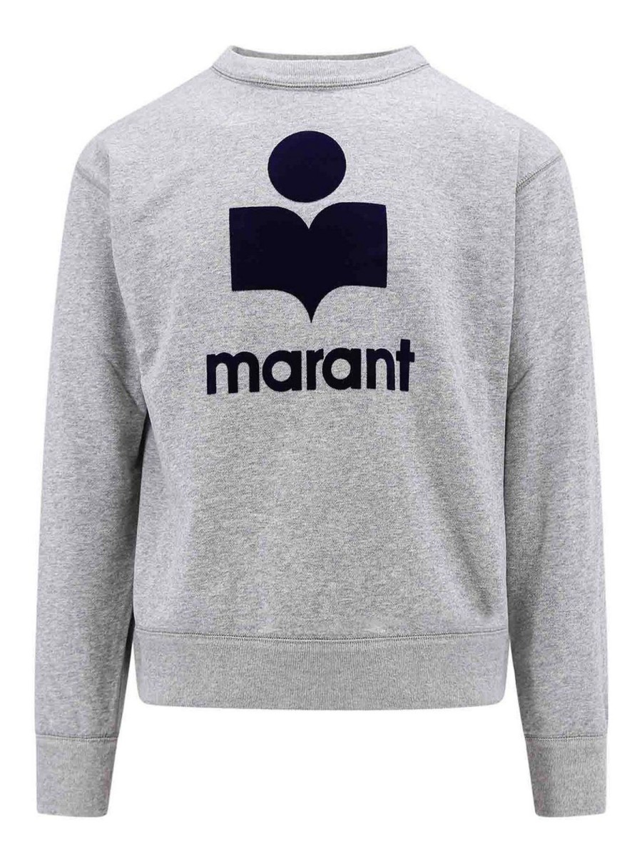 Uomo Isabel Marant | Felpa In Cotone Con Logo Floccato