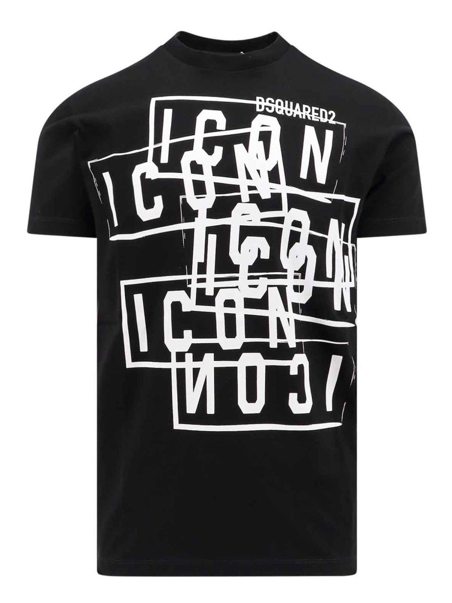 Uomo Dsquared2 | T-Shirt In Cotone Con Stampa Icon