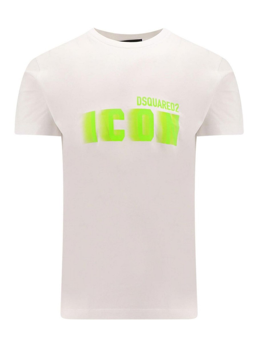 Uomo Dsquared2 | T-Shirt In Cotone Con Stampa Icon Blur