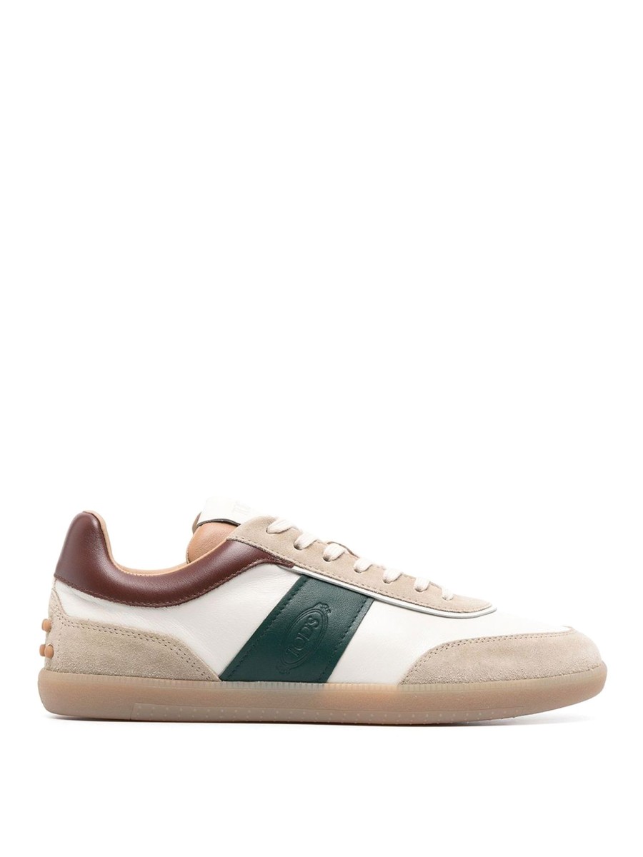 Uomo Tod's | Sneakers In Pelle Con Dettagli In Camoscio