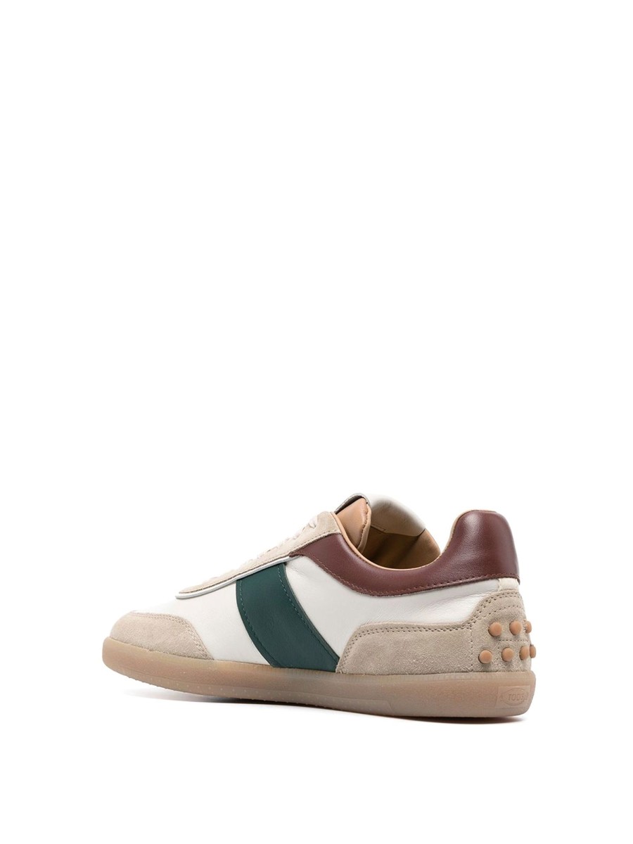 Uomo Tod's | Sneakers In Pelle Con Dettagli In Camoscio