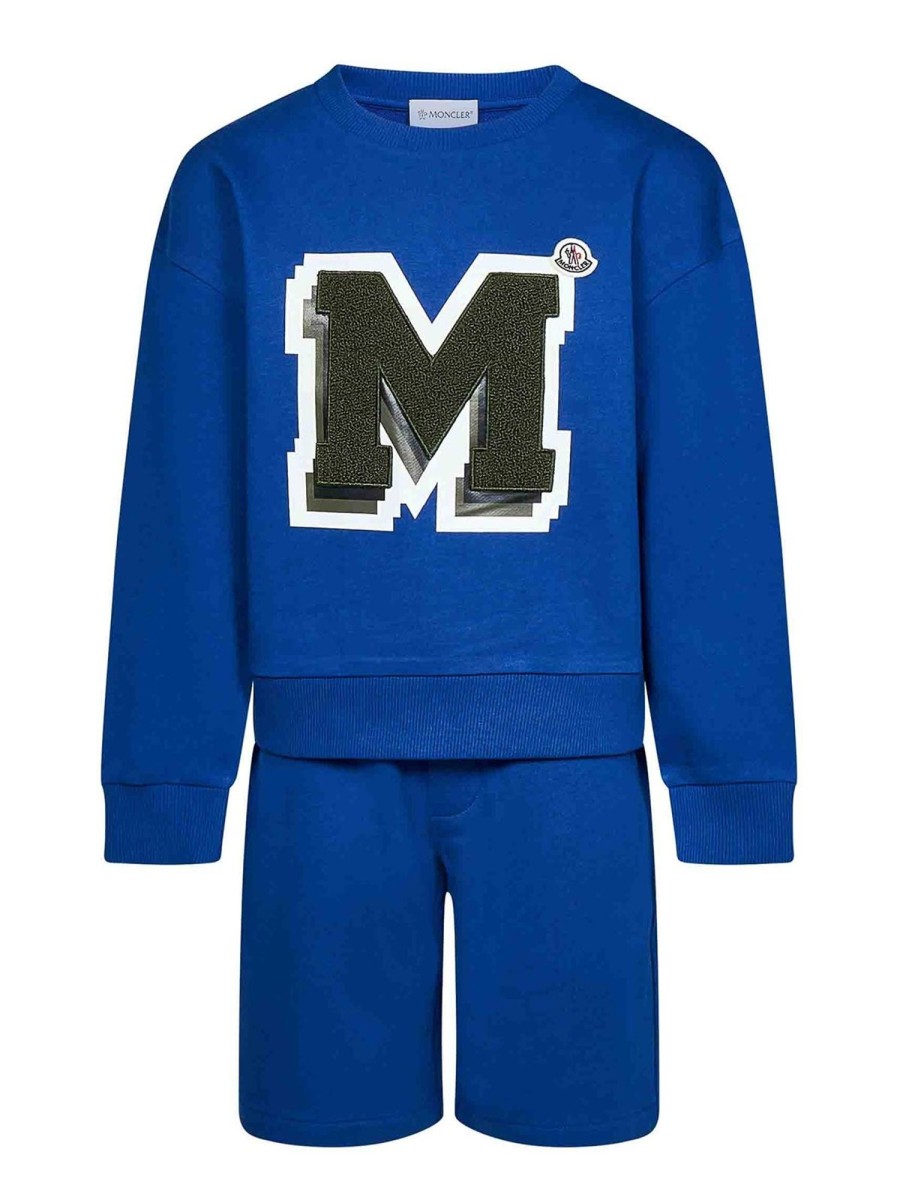 Bambino Moncler Jr | Completo Felpa E Shorts Blu