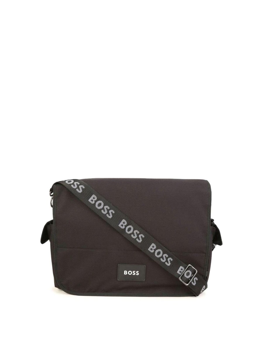 Bambino Hugo Boss | Borsa Fasciatoio Hugo Boss In Nylon Nero