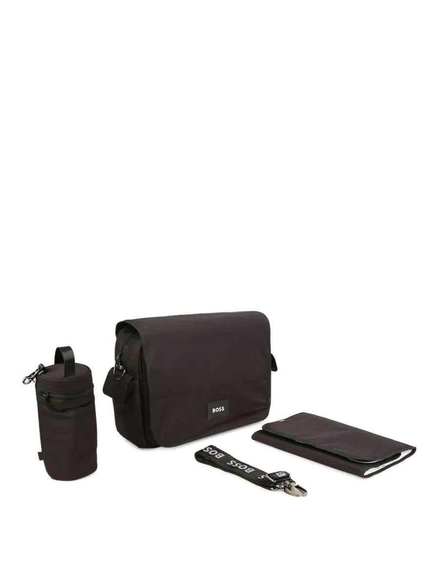 Bambino Hugo Boss | Borsa Fasciatoio Hugo Boss In Nylon Nero