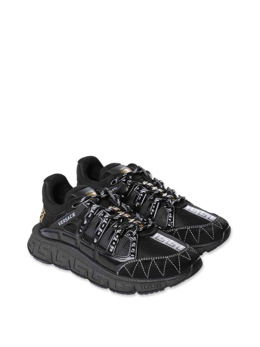 Bambino Versace | Sneakers Da Ragazzo In Pelle Di Vitello Nera