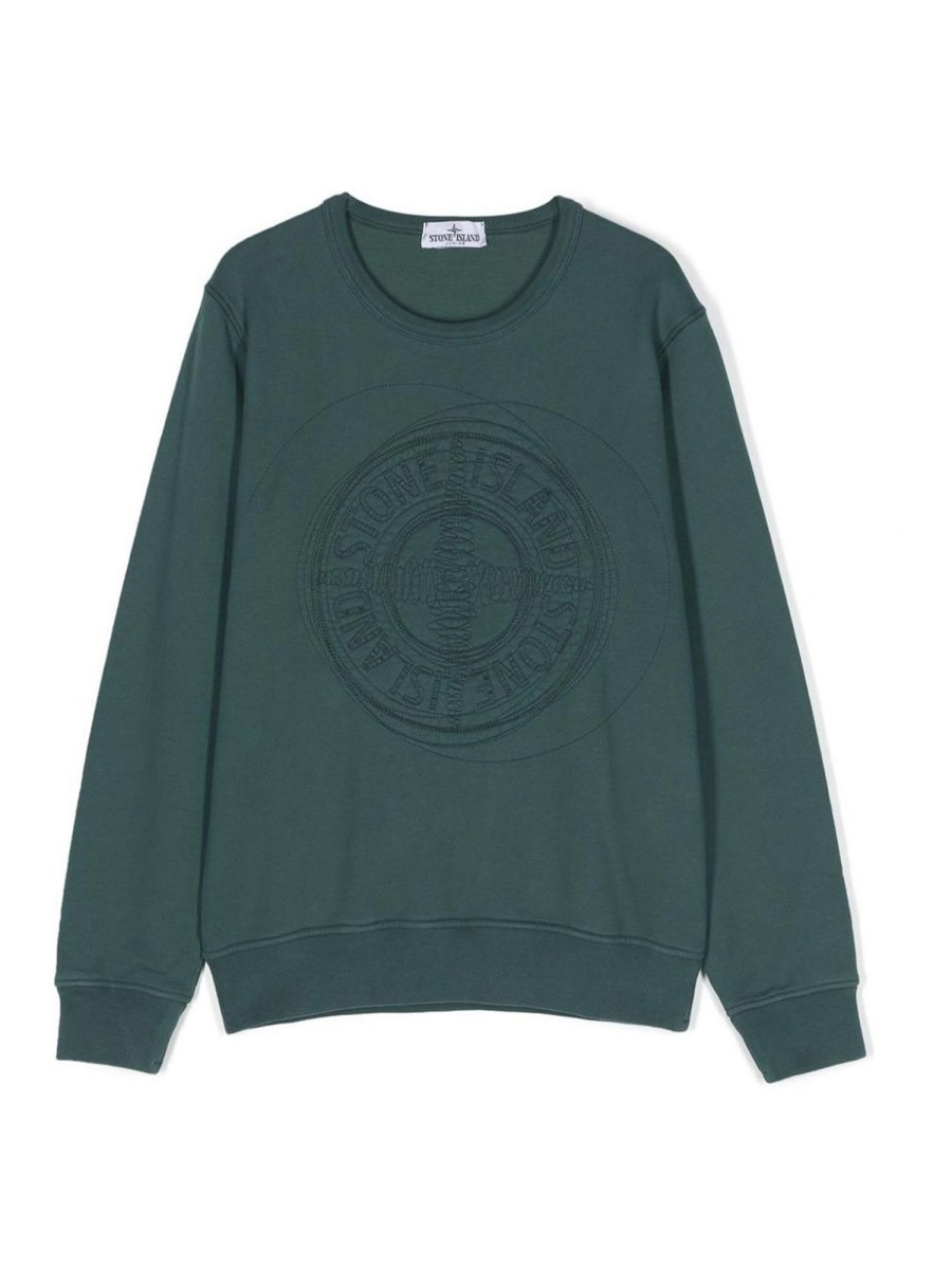 Bambino Stone Island | Felpa Con Logo Ricamato