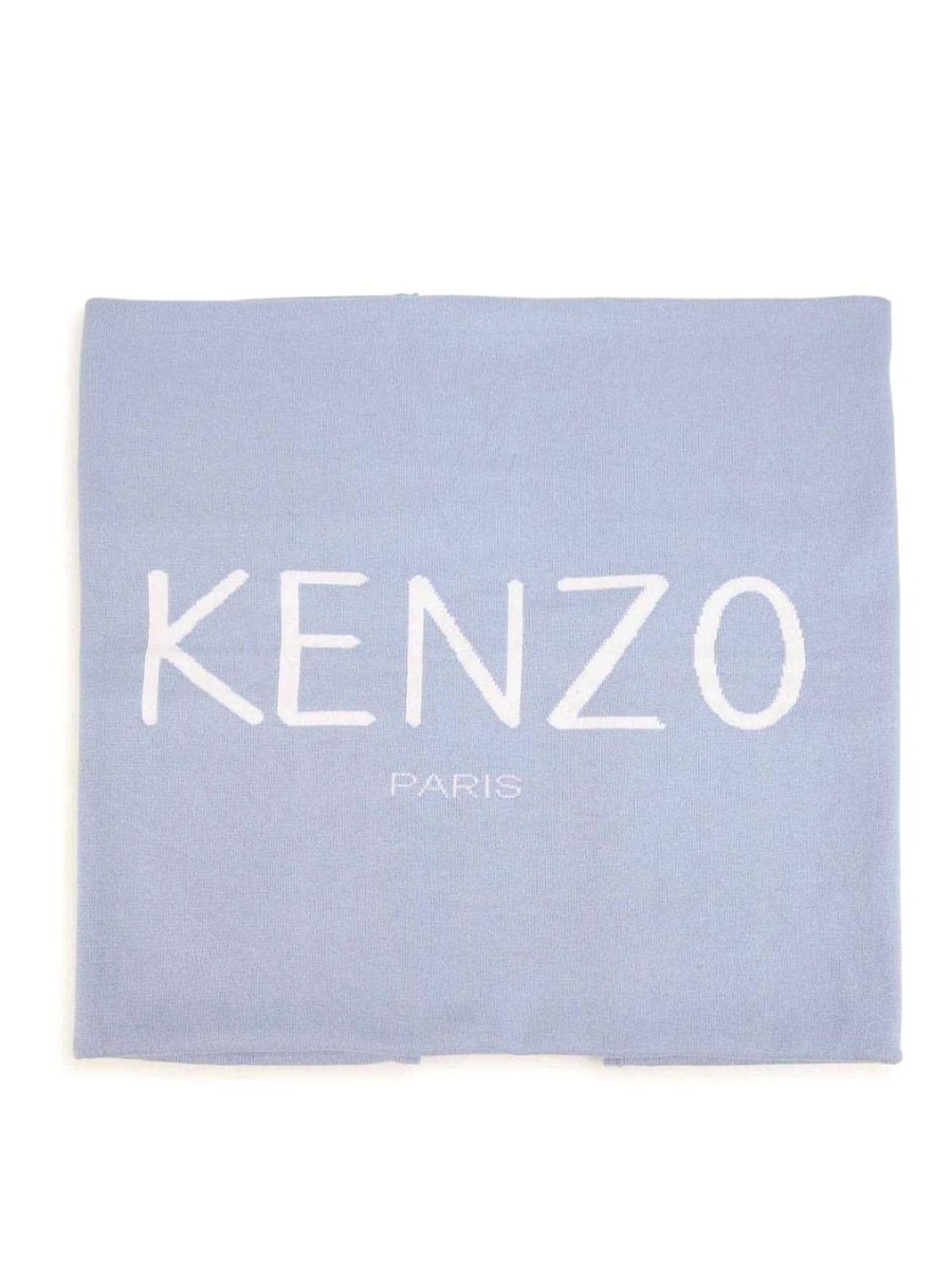 Bambino Kenzo | Coperta In Maglia Azzurra Per Neonato