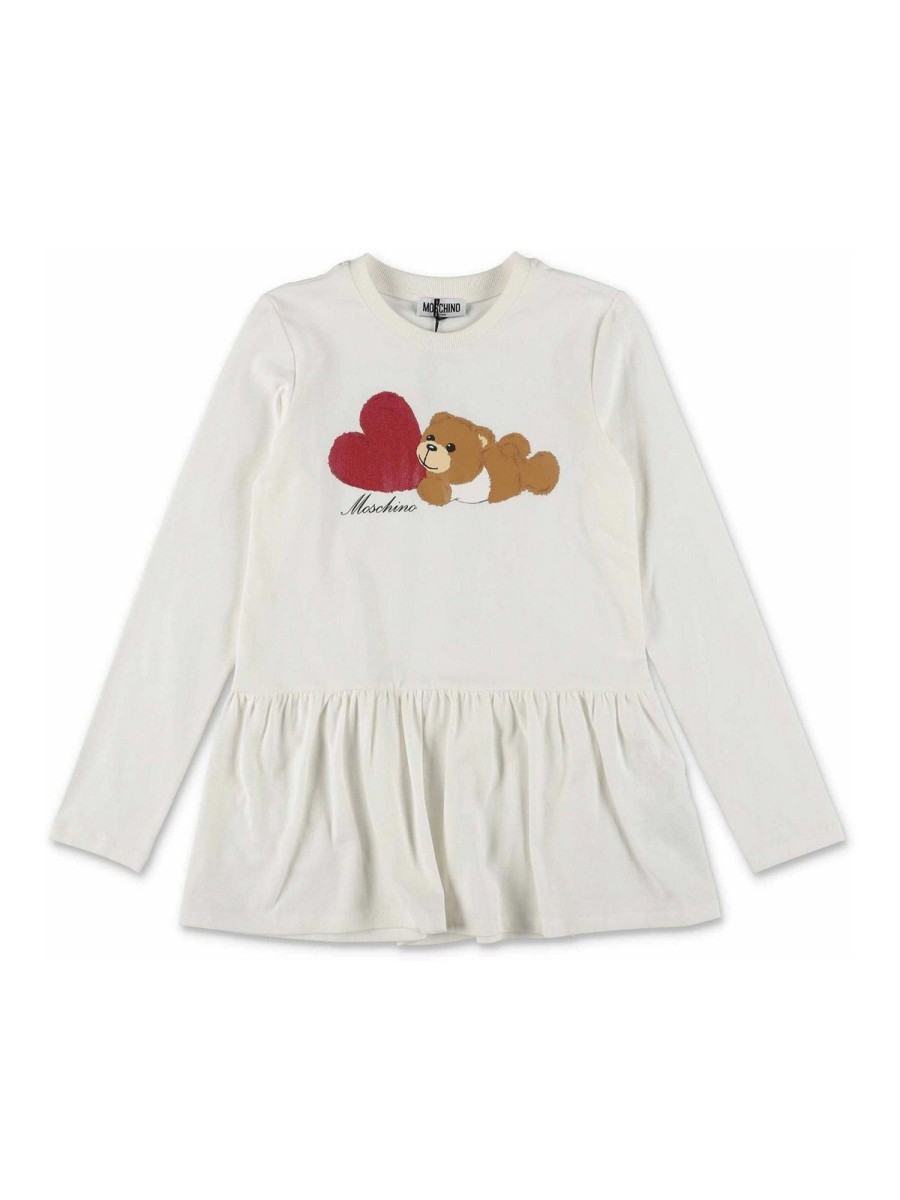 Bambino Moschino | Blusa In Cotone Bianco Con Orsetto